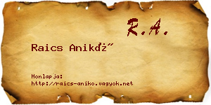 Raics Anikó névjegykártya